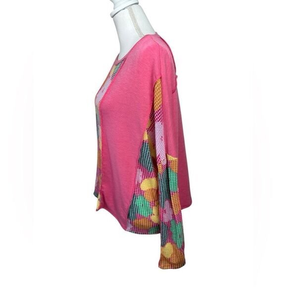 Haptics Colorful Floral Patchwork Women's Top Size Medium - Picture 4 of 9